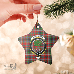 Scottish Anderson of Arbrake Clan Tartan Crest Star Ceramic Ornament