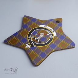 Scottish Balfour Modern Clan Tartan Crest Star Ceramic Ornament