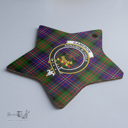 Scottish Cameron of Erracht Modern Clan Tartan Crest Star Ceramic Ornament