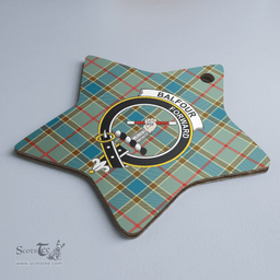 Scottish Balfour Blue Clan Tartan Crest Star Ceramic Ornament