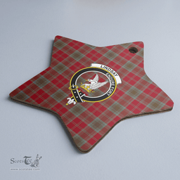 Scottish Lindsay Weathered Clan Tartan Crest Star Ceramic Ornament