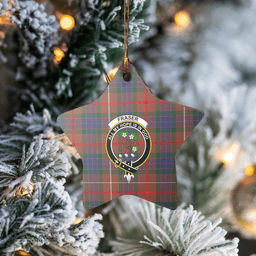 Scottish Fraser Hunting Modern Clan Tartan Crest Star Ceramic Ornament