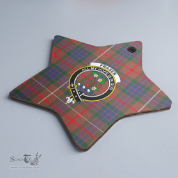 Scottish Fraser Hunting Modern Clan Tartan Crest Star Ceramic Ornament