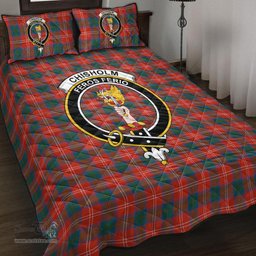 Scottish Chisholm Ancient Clan Tartan Quilt Bed Set - Crest Classic Scottish Plaid Tartan Plaid