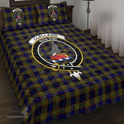 Scottish Clelland Modern Clan Tartan Quilt Bed Set - Crest Classic Scottish Plaid Tartan Plaid