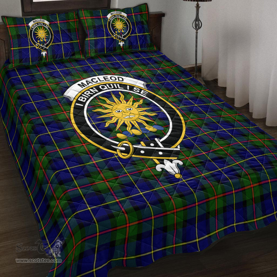 Scottish MacLeod of Harris Modern Clan Tartan Quilt Bed Set - Crest Classic Scottish Plaid Tartan Plaid