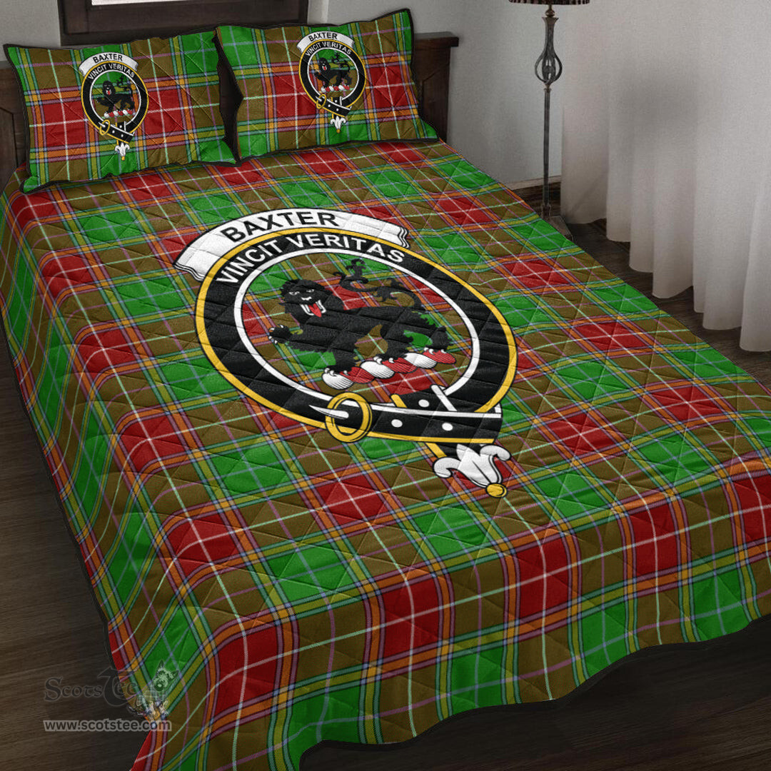 Scottish Baxter Modern Clan Tartan Quilt Bed Set - Crest Classic Scottish Plaid Tartan Plaid