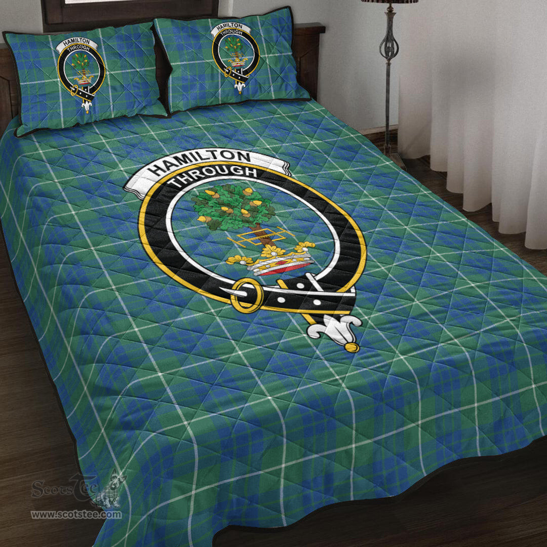 Scottish Hamilton Hunting Ancient Clan Tartan Quilt Bed Set - Crest Classic Scottish Plaid Tartan Plaid