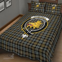 Scottish Campbell Argyll Weathered Clan Tartan Quilt Bed Set - Crest Classic Scottish Plaid Tartan Plaid