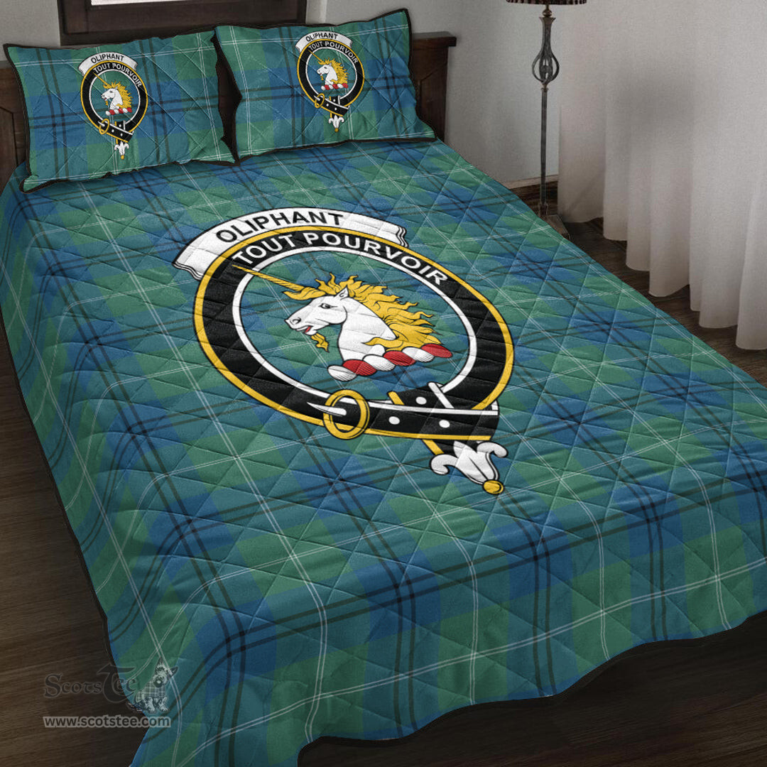 Scottish Oliphant Ancient Clan Tartan Quilt Bed Set - Crest Classic Scottish Plaid Tartan Plaid