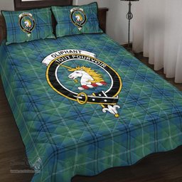 Scottish Oliphant Ancient Clan Tartan Quilt Bed Set - Crest Classic Scottish Plaid Tartan Plaid