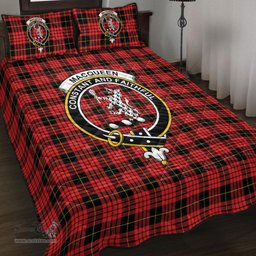 Scottish MacQueen Modern Clan Tartan Quilt Bed Set - Crest Classic Scottish Plaid Tartan Plaid