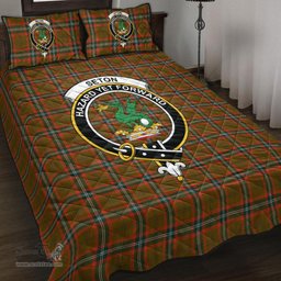 Scottish Seton Hunting Modern Clan Tartan Quilt Bed Set - Crest Classic Scottish Plaid Tartan Plaid