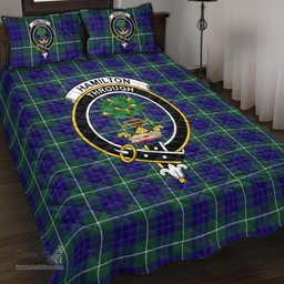 Scottish Hamilton Hunting Modern Clan Tartan Quilt Bed Set - Crest Classic Scottish Plaid Tartan Plaid