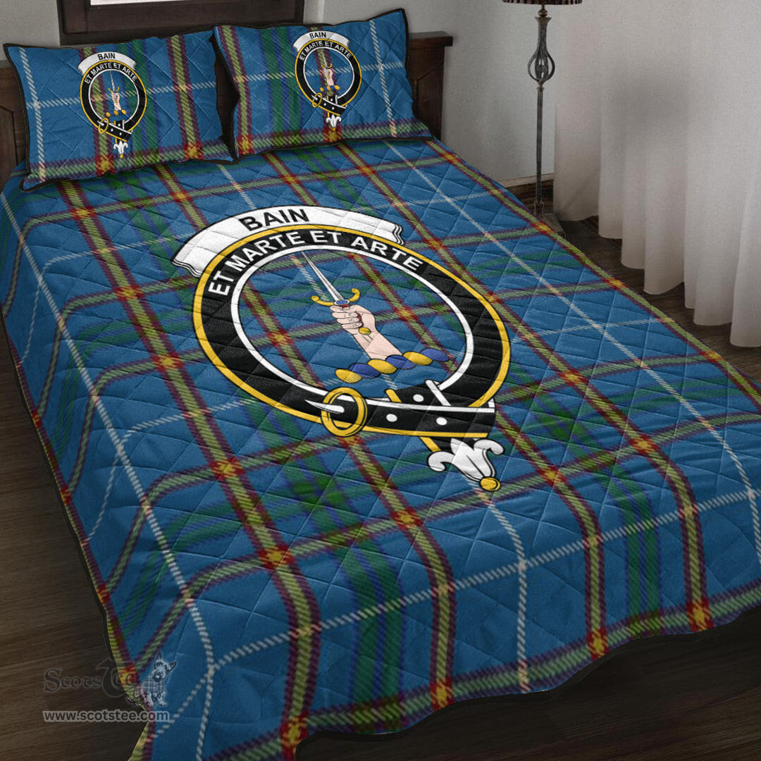 Scottish Bain Clan Tartan Quilt Bed Set - Crest Classic Scottish Plaid Tartan Plaid