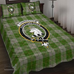 Scottish Cunningham Dress Green Dancers Clan Tartan Quilt Bed Set - Crest Classic Scottish Plaid Tartan Plaid