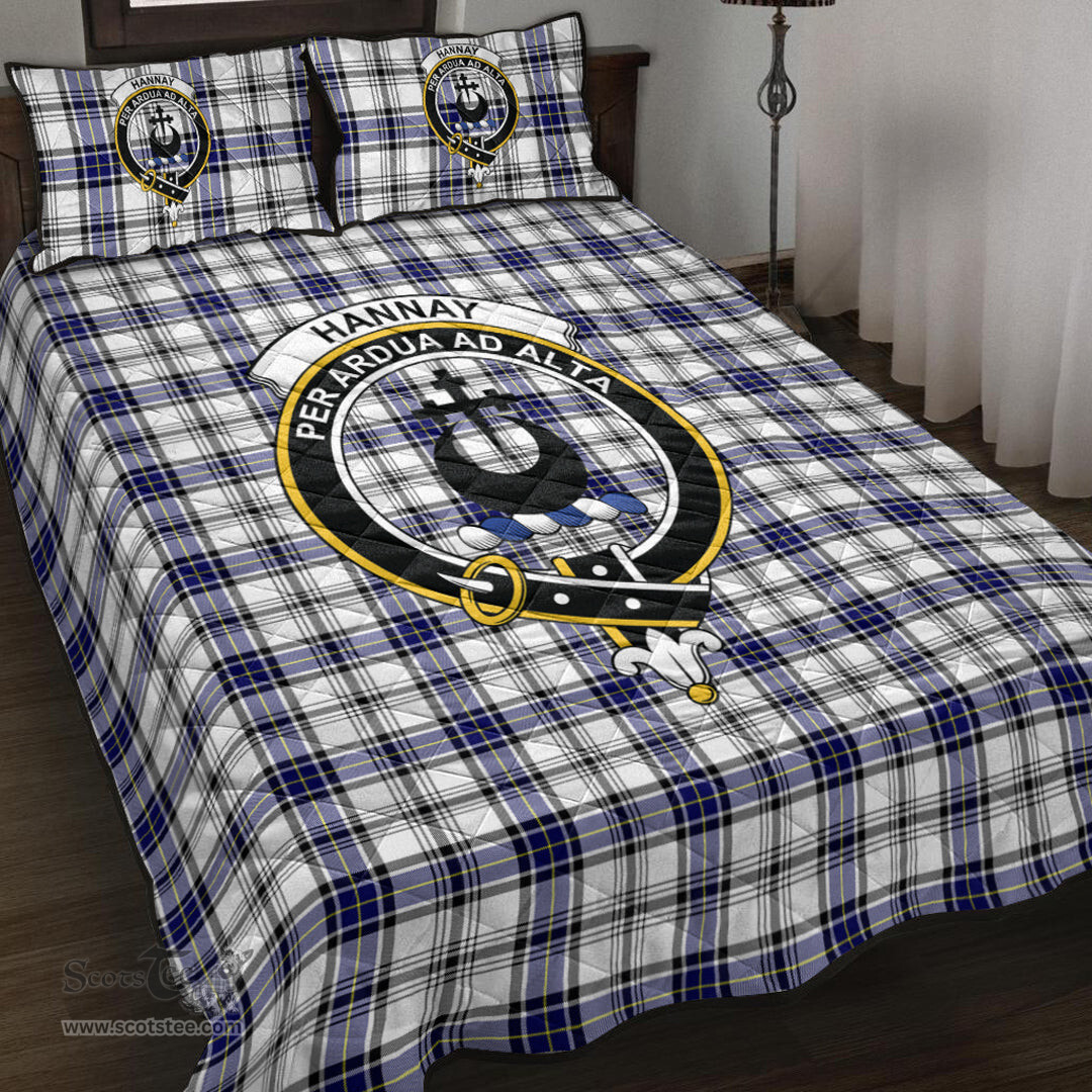 Scottish Hannay Modern Clan Tartan Quilt Bed Set - Crest Classic Scottish Plaid Tartan Plaid
