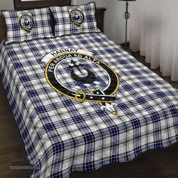Scottish Hannay Modern Clan Tartan Quilt Bed Set - Crest Classic Scottish Plaid Tartan Plaid