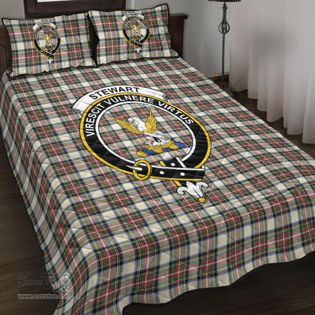 Scottish Stewart Dress Ancient Clan Tartan Quilt Bed Set - Crest Classic Scottish Plaid Tartan Plaid
