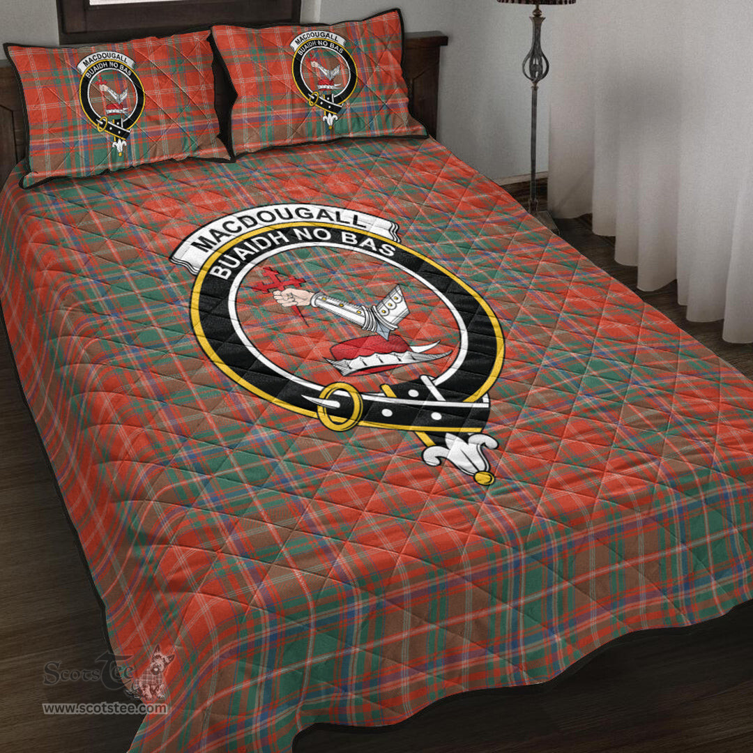 Scottish MacDougall Ancient Clan Tartan Quilt Bed Set - Crest Classic Scottish Plaid Tartan Plaid