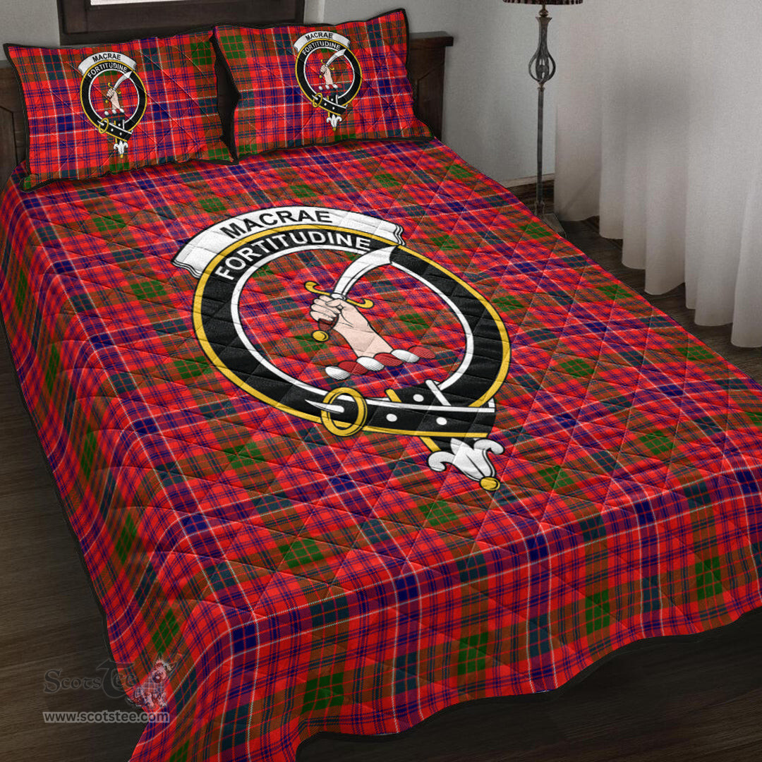 Scottish MacRae Modern Clan Tartan Quilt Bed Set - Crest Classic Scottish Plaid Tartan Plaid
