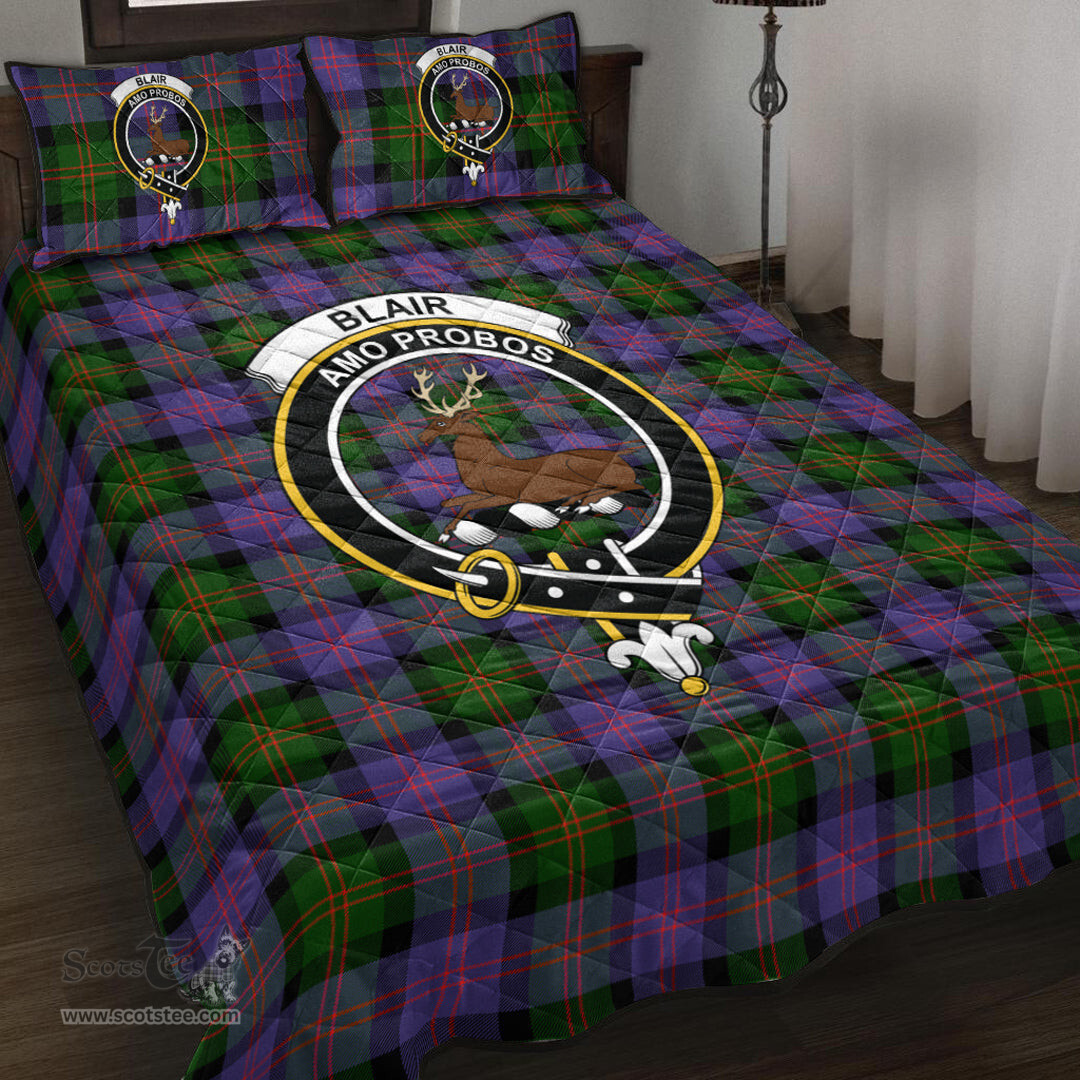 Scottish Blair Modern Clan Tartan Quilt Bed Set - Crest Classic Scottish Plaid Tartan Plaid