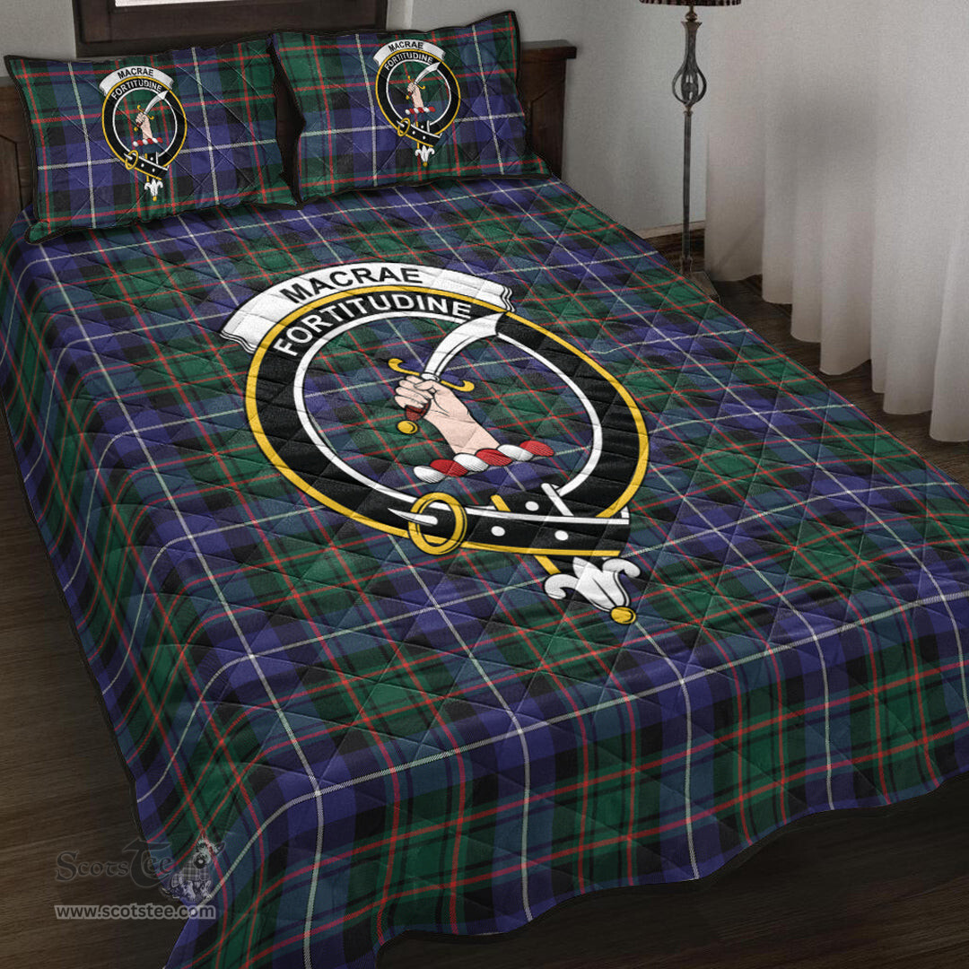 Scottish MacRae Hunting Modern Clan Tartan Quilt Bed Set - Crest Classic Scottish Plaid Tartan Plaid