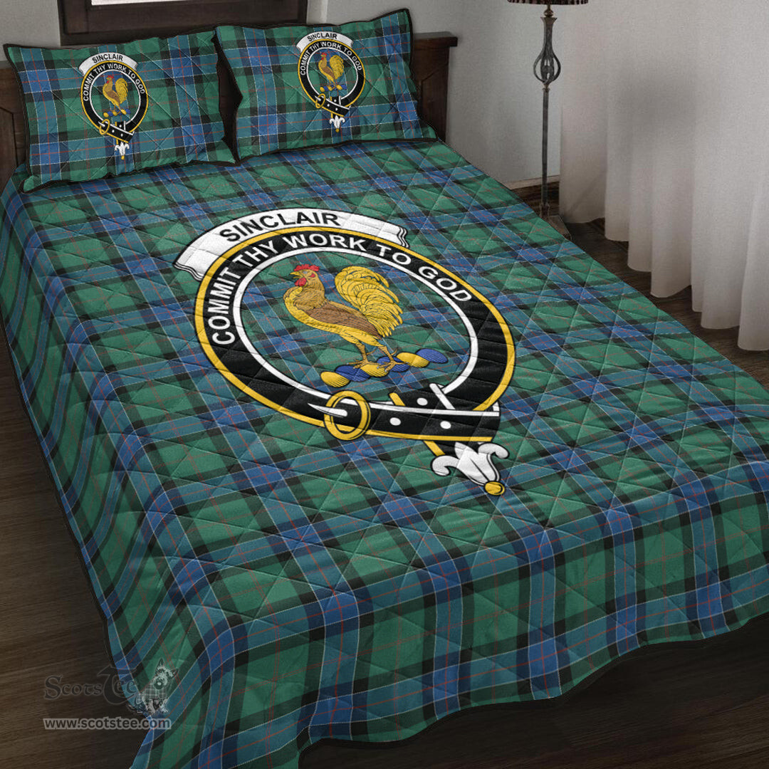 Scottish Sinclair Hunting Ancient Clan Tartan Quilt Bed Set - Crest Classic Scottish Plaid Tartan Plaid