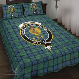 Scottish Sinclair Hunting Ancient Clan Tartan Quilt Bed Set - Crest Classic Scottish Plaid Tartan Plaid