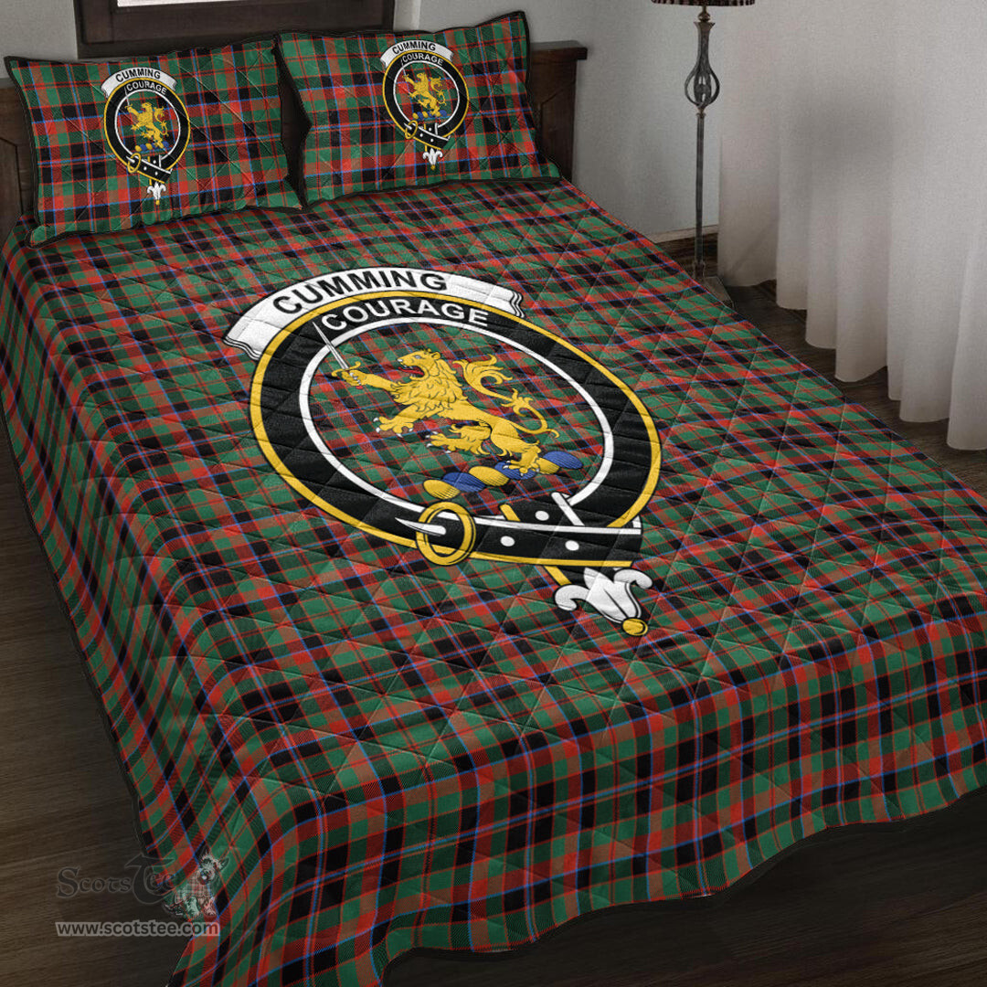 Scottish Cumming Hunting Ancient Clan Tartan Quilt Bed Set - Crest Classic Scottish Plaid Tartan Plaid