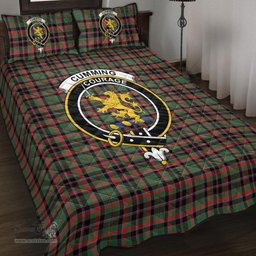 Scottish Cumming Hunting Ancient Clan Tartan Quilt Bed Set - Crest Classic Scottish Plaid Tartan Plaid