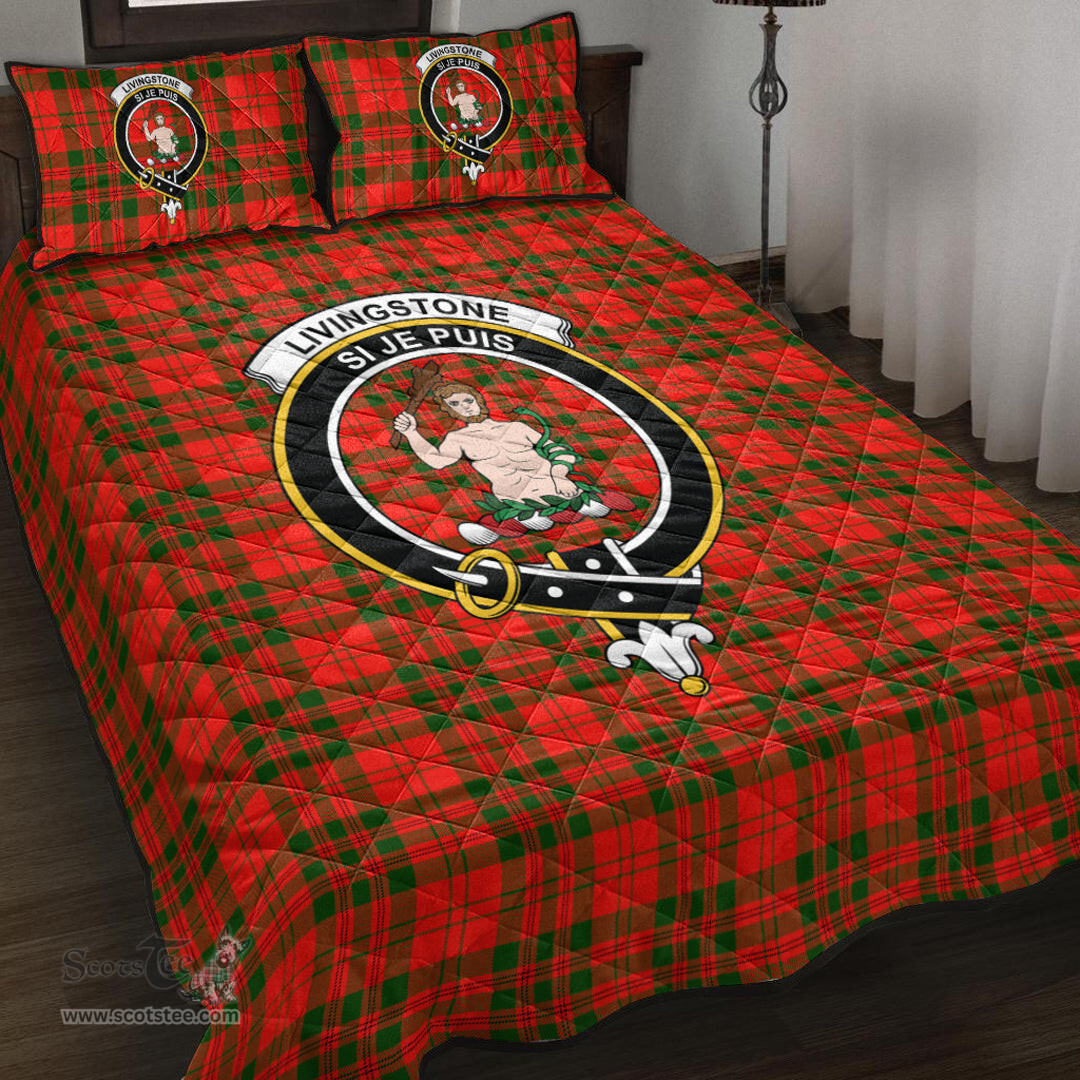 Scottish Livingstone Modern Clan Tartan Quilt Bed Set - Crest Classic Scottish Plaid Tartan Plaid