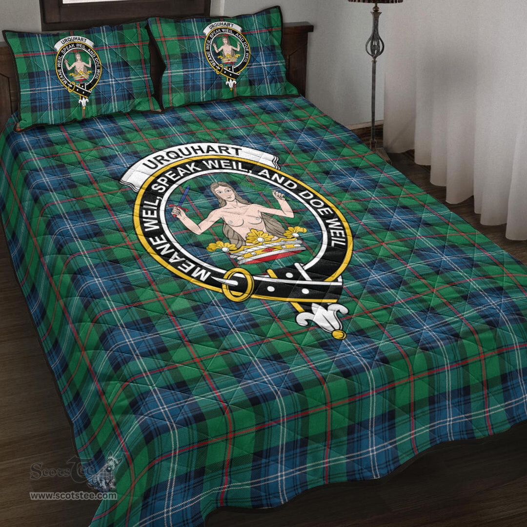 Scottish Urquhart Ancient Clan Tartan Quilt Bed Set - Crest Classic Scottish Plaid Tartan Plaid