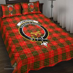 Scottish Cameron Modern Clan Tartan Quilt Bed Set - Crest Classic Scottish Plaid Tartan Plaid