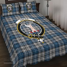 Scottish Napier Modern Clan Tartan Quilt Bed Set - Crest Classic Scottish Plaid Tartan Plaid