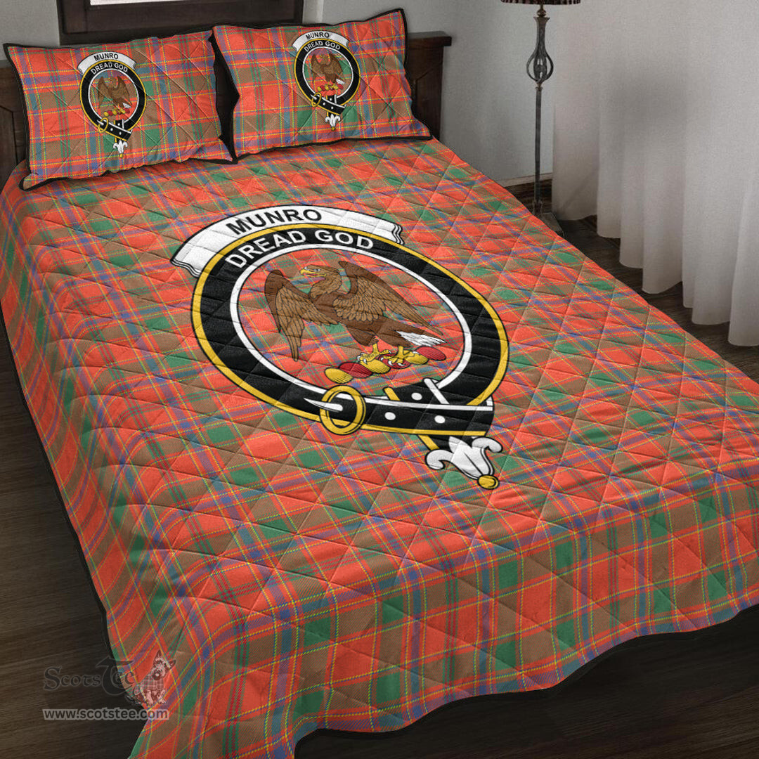 Scottish Munro Ancient Clan Tartan Quilt Bed Set - Crest Classic Scottish Plaid Tartan Plaid