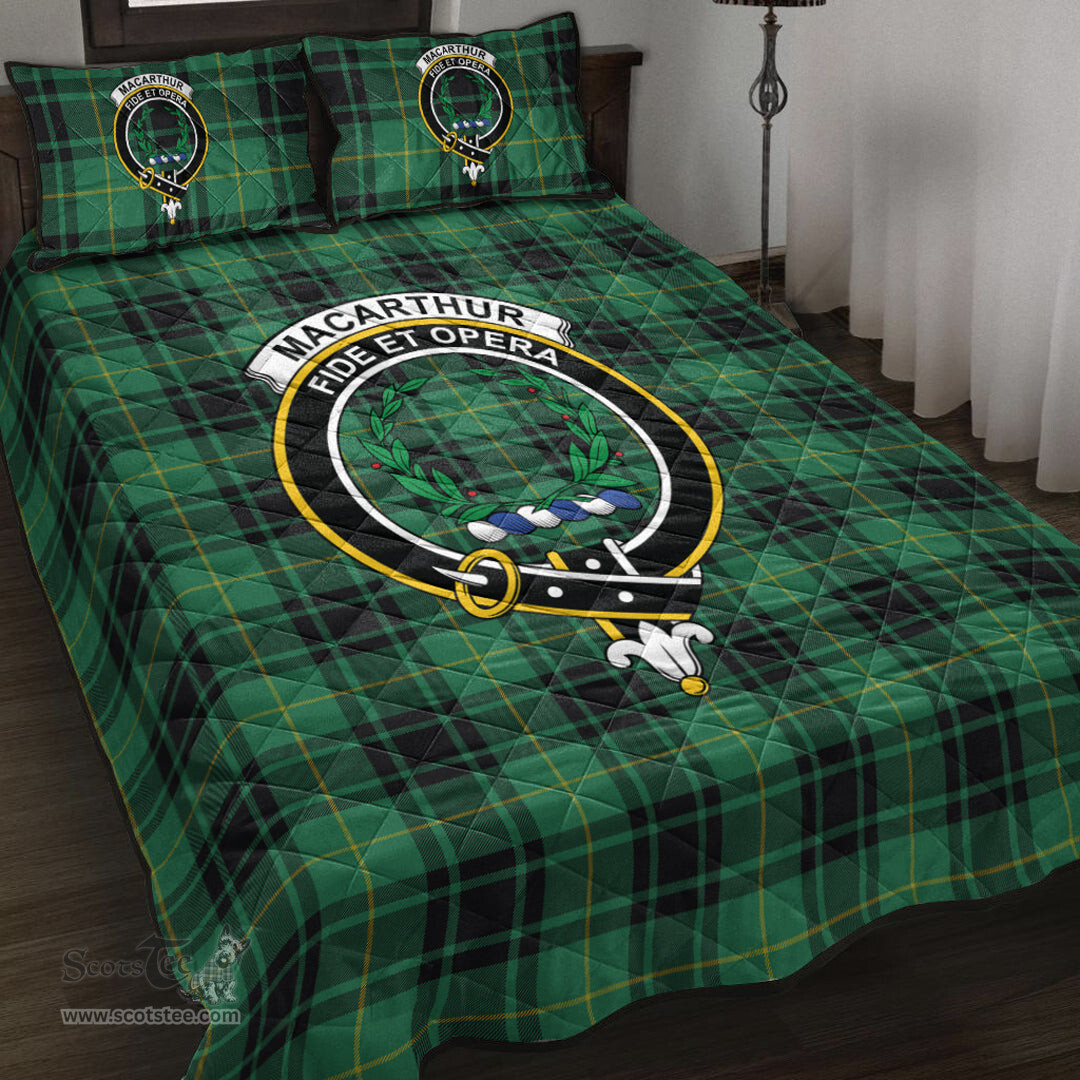 Scottish MacArthur Ancient Clan Tartan Quilt Bed Set - Crest Classic Scottish Plaid Tartan Plaid