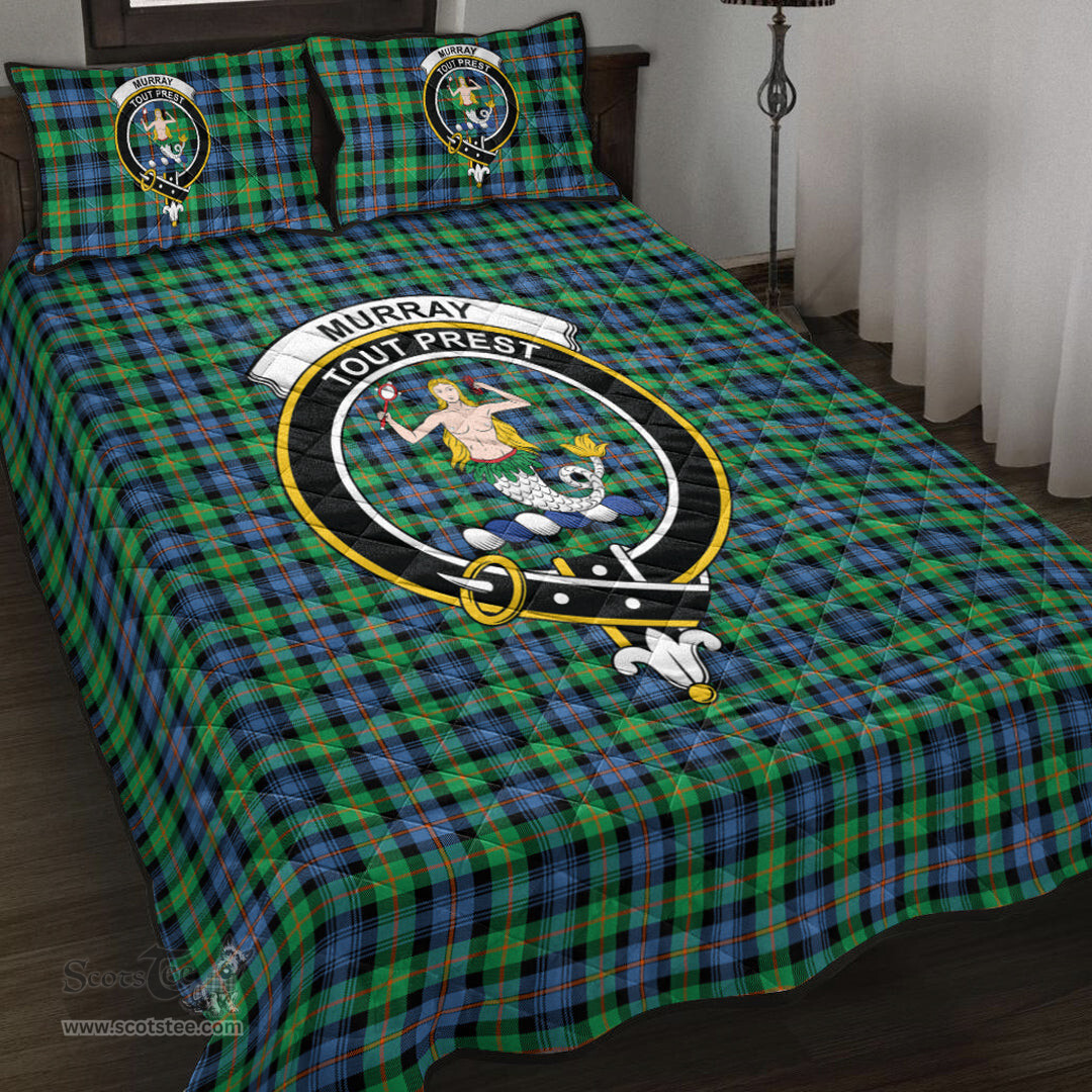 Scottish Murray of Atholl Ancient Clan Tartan Quilt Bed Set - Crest Classic Scottish Plaid Tartan Plaid