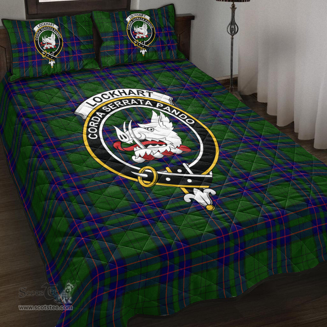 Scottish Lockhart Modern Clan Tartan Quilt Bed Set - Crest Classic Scottish Plaid Tartan Plaid