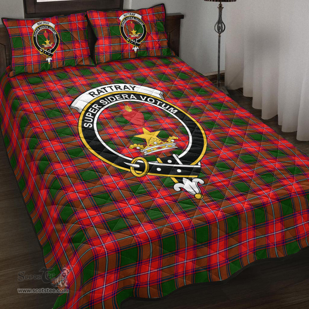 Scottish Rattray Modern Clan Tartan Quilt Bed Set - Crest Classic Scottish Plaid Tartan Plaid