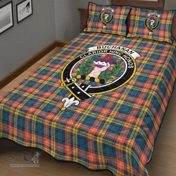 Scottish Buchanan Ancient Clan Tartan Quilt Bed Set - Crest Classic Scottish Plaid Tartan Plaid