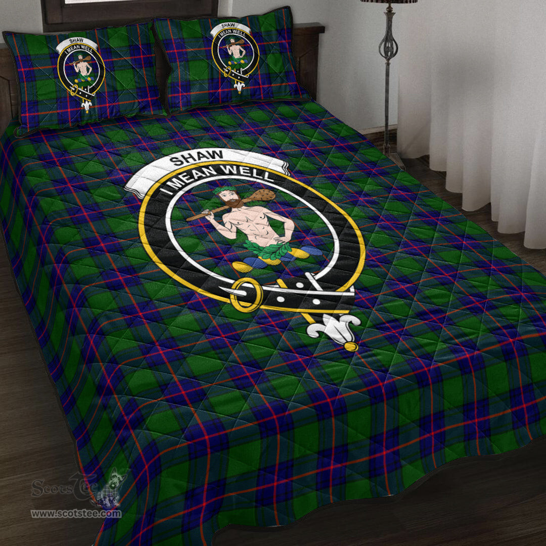 Scottish Shaw Modern Clan Tartan Quilt Bed Set - Crest Classic Scottish Plaid Tartan Plaid
