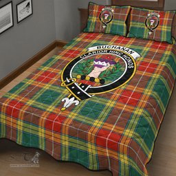 Scottish Buchanan Old Sett Clan Tartan Quilt Bed Set - Crest Classic Scottish Plaid Tartan Plaid