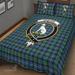Scottish Hunter Ancient Clan Tartan Quilt Bed Set - Crest Classic Scottish Plaid Tartan Plaid
