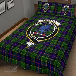 Scottish Forsyth Modern Clan Tartan Quilt Bed Set - Crest Classic Scottish Plaid Tartan Plaid