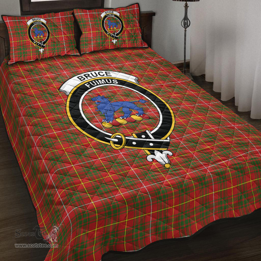 Scottish Bruce Modern Clan Tartan Quilt Bed Set - Crest Classic Scottish Plaid Tartan Plaid