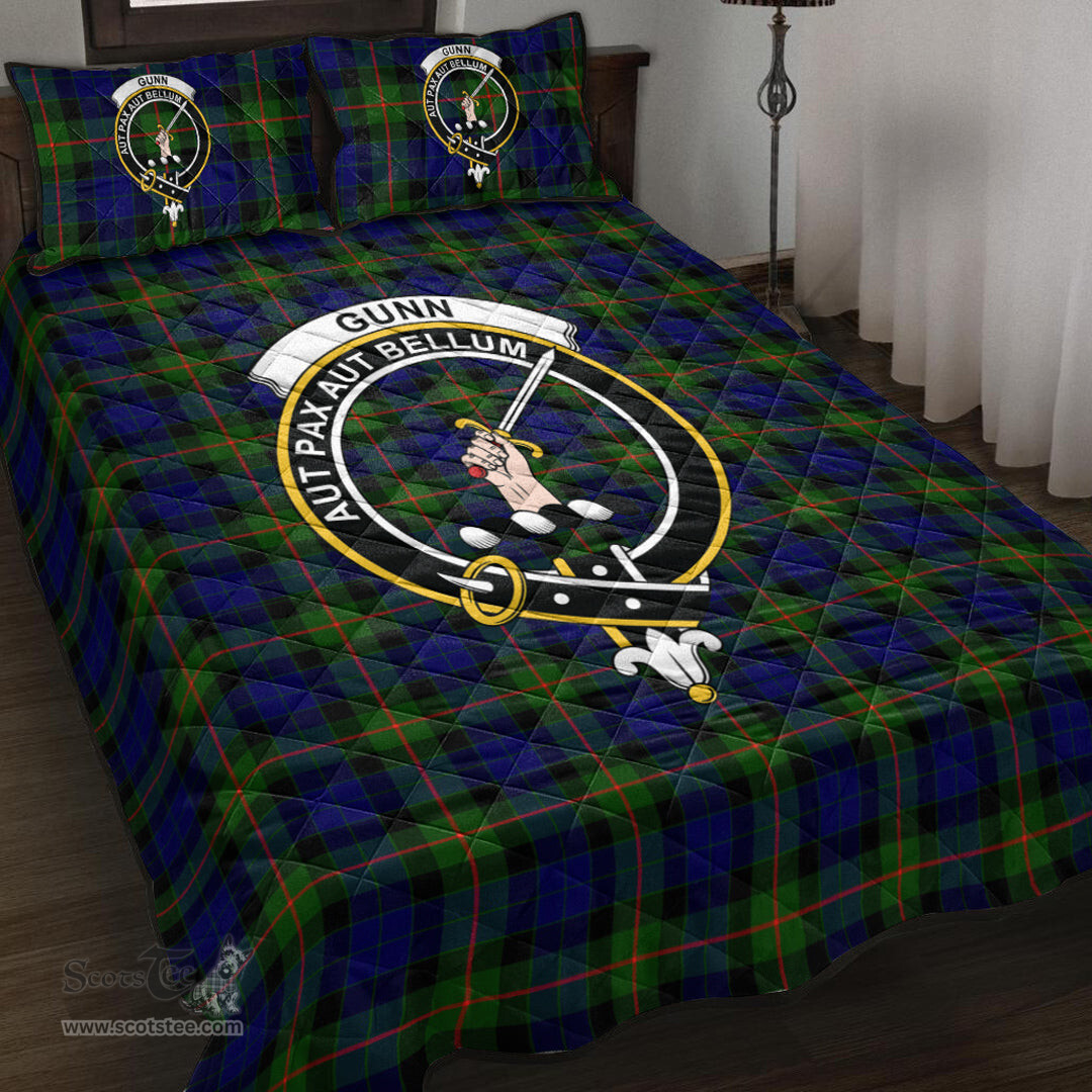 Scottish Gunn Modern Clan Tartan Quilt Bed Set - Crest Classic Scottish Plaid Tartan Plaid
