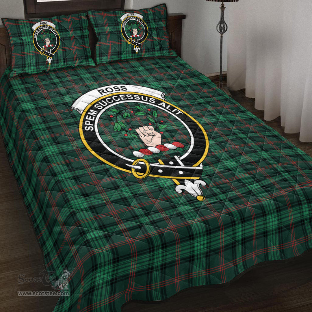 Scottish Ross Hunting Modern Clan Tartan Quilt Bed Set - Crest Classic Scottish Plaid Tartan Plaid