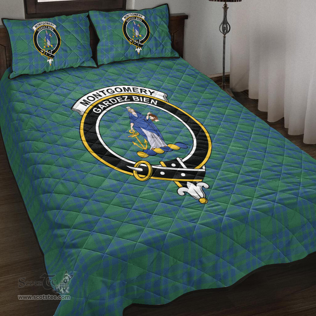 Scottish Montgomery Ancient Clan Tartan Quilt Bed Set - Crest Classic Scottish Plaid Tartan Plaid
