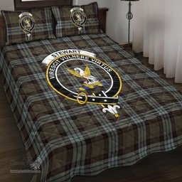 Scottish Stewart Old Weathered Clan Tartan Quilt Bed Set - Crest Classic Scottish Plaid Tartan Plaid